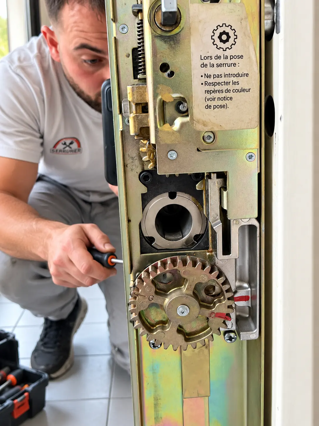Installation de serrure multipoints